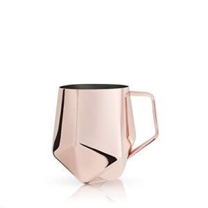 Viski Faceted Moscow Mule Mug, Copper Cocktail Glasses, Stainless Steel, Drinkware, Holds 18 oz