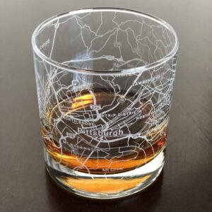 Rocks Whiskey Old Fashioned 11oz Glass Urban City Map Pittsburgh Pennsylvania