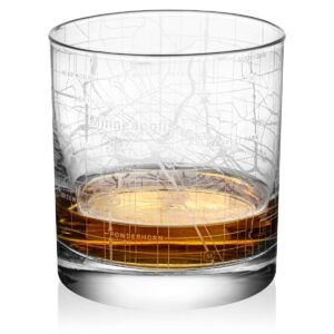 rocks whiskey old fashioned 11oz glass urban city map minneapolis saint paul minnesota