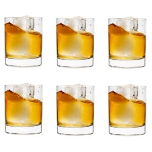 vikko whiskey glasses, 10.25 oz scotch glasses, set of 6 old fashioned glasses, crystal clear bar glass, sturdy base