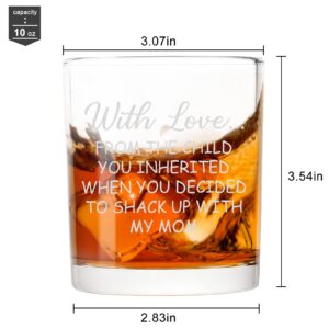 Modwnfy Gift for Dad Stepdad, Funny Stepfather Whiskey Glass, Dad Old Fashioned Glass for Father’s Day Birthday Christmas, Step-Dad Scotch Glass from Stepdaughter Stepson, With Love from The Child