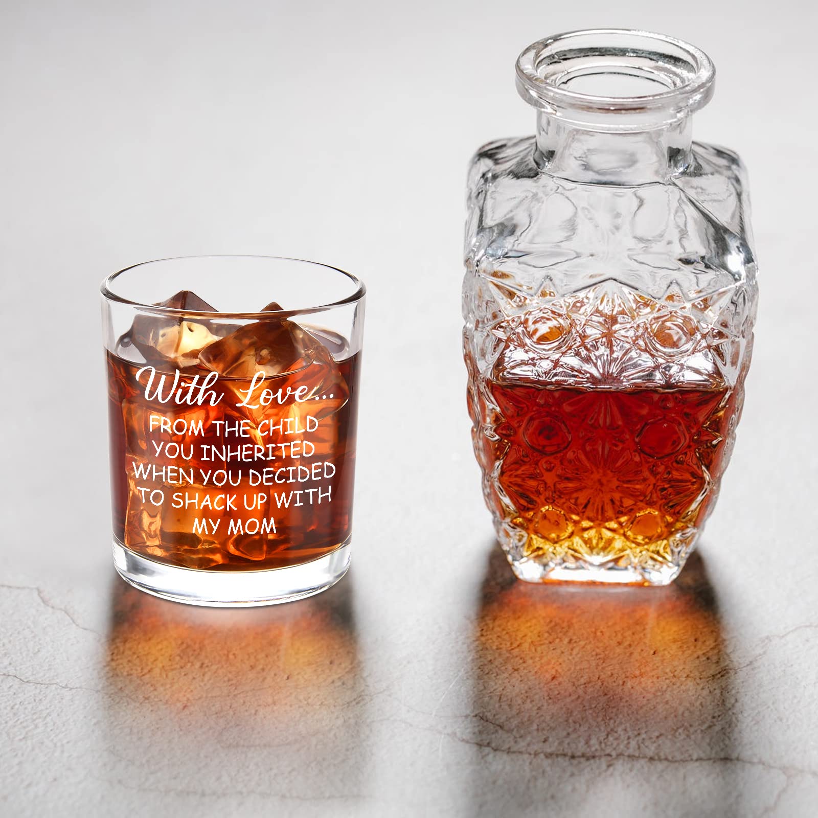 Modwnfy Gift for Dad Stepdad, Funny Stepfather Whiskey Glass, Dad Old Fashioned Glass for Father’s Day Birthday Christmas, Step-Dad Scotch Glass from Stepdaughter Stepson, With Love from The Child