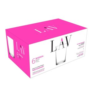 lav Highball Glasses Set of 6 - Clear Drinking Glasses 17.5 oz - Cold Beverage Glasses for Water and Beer - Made in Europe