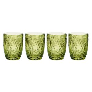 fitz and floyd villa palm rocks double old fashioned, set of 4, green
