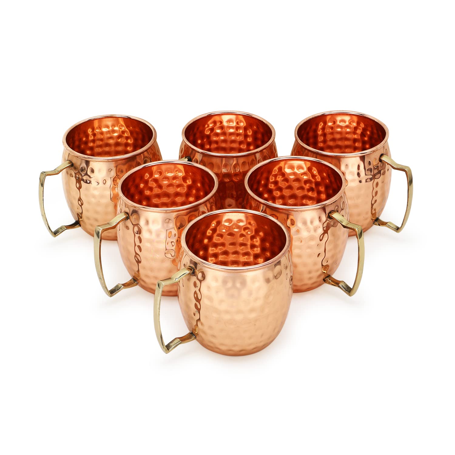 Zap Impex Pure Copper Hammered Moscow Mule Mugs Ideal for All Chilled Drink Bar or Home Large Gift Set (Pack of 6 pcs)