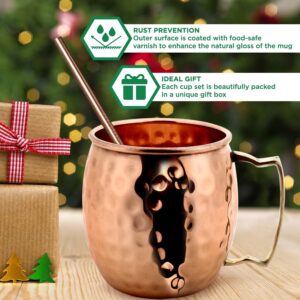 Zap Impex Pure Copper Hammered Moscow Mule Mugs Ideal for All Chilled Drink Bar or Home Large Gift Set (Pack of 6 pcs)