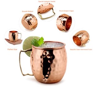 Zap Impex Pure Copper Hammered Moscow Mule Mugs Ideal for All Chilled Drink Bar or Home Large Gift Set (Pack of 6 pcs)