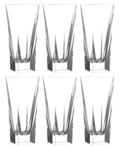 barski highball - glass - set of 6 - hiball glasses - crystal glass - beautifully designed - drinking tumblers - for water, juice, wine, beer and cocktails - 12.75 oz made in europe