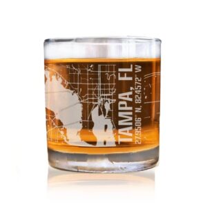 american sign letters tampa florida city map whiskey glass - tampa map glass, florida gift, florida glass
