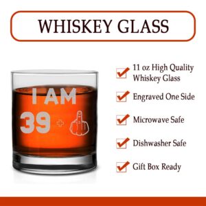 Veracco I am 39+1 Middle Finger Whiskey Glass FunnyGift For Someone Who Loves Drinking Bachelor Party Favors (Clear, Glass)