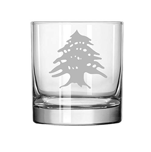 11 oz Rocks Whiskey Highball Glass Cedar Tree Lebanon Lebanese