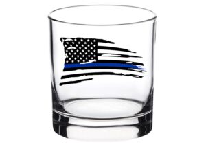 rogue river tactical tattered thin blue line old fashioned whiskey glass drinking cup gift for police officer law enforcement