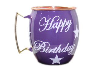 parijat handicraft happy birthday hand painted copper mugs special deign for gift on birthday moscow mule mugs cups mugs smooth finish.