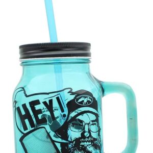 Duck Commander Si Hey 16oz Blue Mason Jar Mug w/Straw