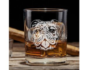 promotion & beyond bulldog face cute whiskey glass - funny gift for dad uncle grandpa from daughter son wife - father's day