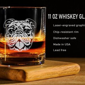 Promotion & Beyond Bulldog Face Cute Whiskey Glass - Funny Gift for Dad Uncle Grandpa From Daughter Son Wife - Father's Day