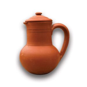village decor handmade clay water jug with lid | carafes pitcher capacity 67 oz 2000 ml.