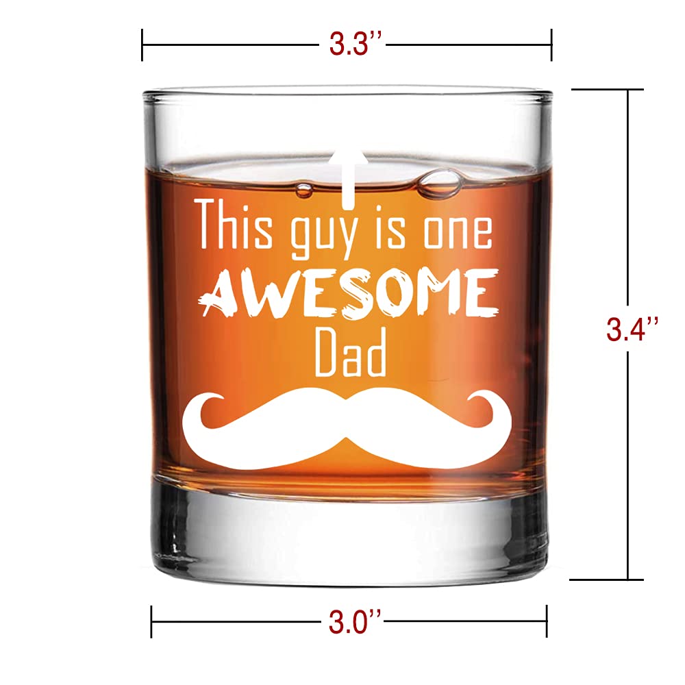 Perfectinsoy This Guy Is One Awesome Dad Whiskey Glass, Funny Birthday Gifts for Papas, Grandad, Grandfather and Stepfathers, Best Father Ever Gifts, Dad’s Birthday Gifts