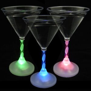 flashing panda 6 oz led light up flashing martini glass - 1 cup