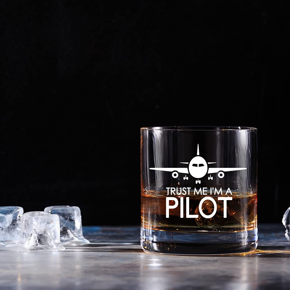 Perfectinsoy Trust me I'm a Pilot Whiskey Glass, Retired Pilot Whiskey Glass, Pilots Retiring Flight Attendants Helicopter Aviator Airman, Aviation Airline,Retirement Gifts for Coworkers