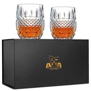 unique whiskey glasses set of 2, 10oz ultra clarity crystal glass rocks tumblers, liquor, bourbon or scotch, old fashioned rocks glass tumbler for scotch, cocktail, liquor