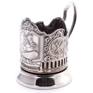 Soviet Drinking Glass Holder The Bronze Horseman (nickel-plated, blackened) Saint Petersburg Russian Tea Glass Holder/Russian Podstakannik for Hot or Cold Liquids