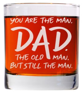 carvelita dad, the man, the old man funny 11oz whiskey glass, best father's day gifts for dad, unique gag gift idea for him from daughter, son, wife, kids, cool birthday present for men, guys, fun