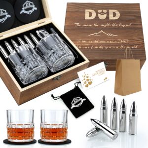 whiskey gifts for men dad, best birthday gift ideas for men from daughter son, stainless steel whiskey stones & glasses set, bourbon gifts for men him dad christmas retirement