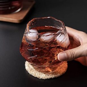 2 Pack Japanese Handmade Hammered Whiskey Glass Heat-resistant Juice Cup Liquor Whisky Crystal Wine Glasses Bar Tumblers for Drinking Bourbon, Scotch Whisky, Cocktails