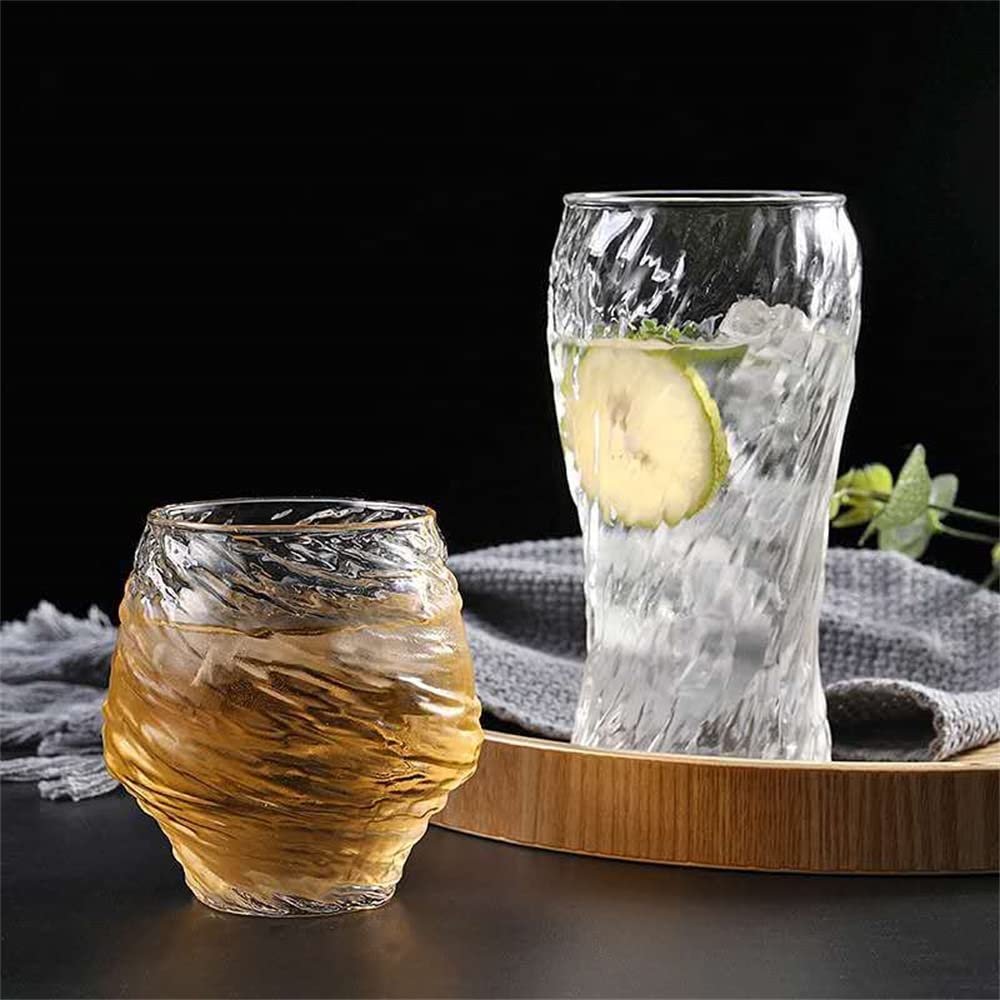 2 Pack Japanese Handmade Hammered Whiskey Glass Heat-resistant Juice Cup Liquor Whisky Crystal Wine Glasses Bar Tumblers for Drinking Bourbon, Scotch Whisky, Cocktails