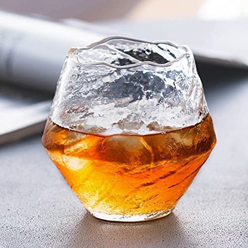 2 Pack Japanese Handmade Hammered Whiskey Glass Heat-resistant Juice Cup Liquor Whisky Crystal Wine Glasses Bar Tumblers for Drinking Bourbon, Scotch Whisky, Cocktails