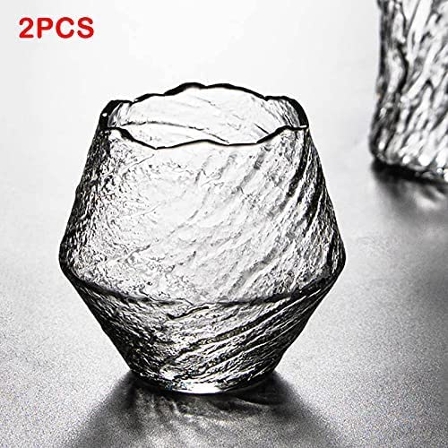 2 Pack Japanese Handmade Hammered Whiskey Glass Heat-resistant Juice Cup Liquor Whisky Crystal Wine Glasses Bar Tumblers for Drinking Bourbon, Scotch Whisky, Cocktails