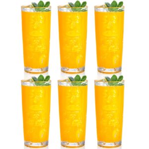 SOUJOY 6 Pack Tiki Glass, 14oz Modern Bar Cocktails Mug, Old Fashioned Highball Cup for Mai Tai, Exotic Zombie Cocktails, Tropical Island Drinks Tiki Bar Professional Hawaiian Party Barware