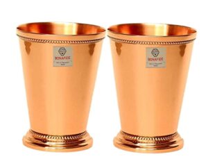 bona fide pure copper moscow mule mint julep cup tumbler set of 2 | traveller's copper mug for serving,mint julep cup,copper 400 ml each