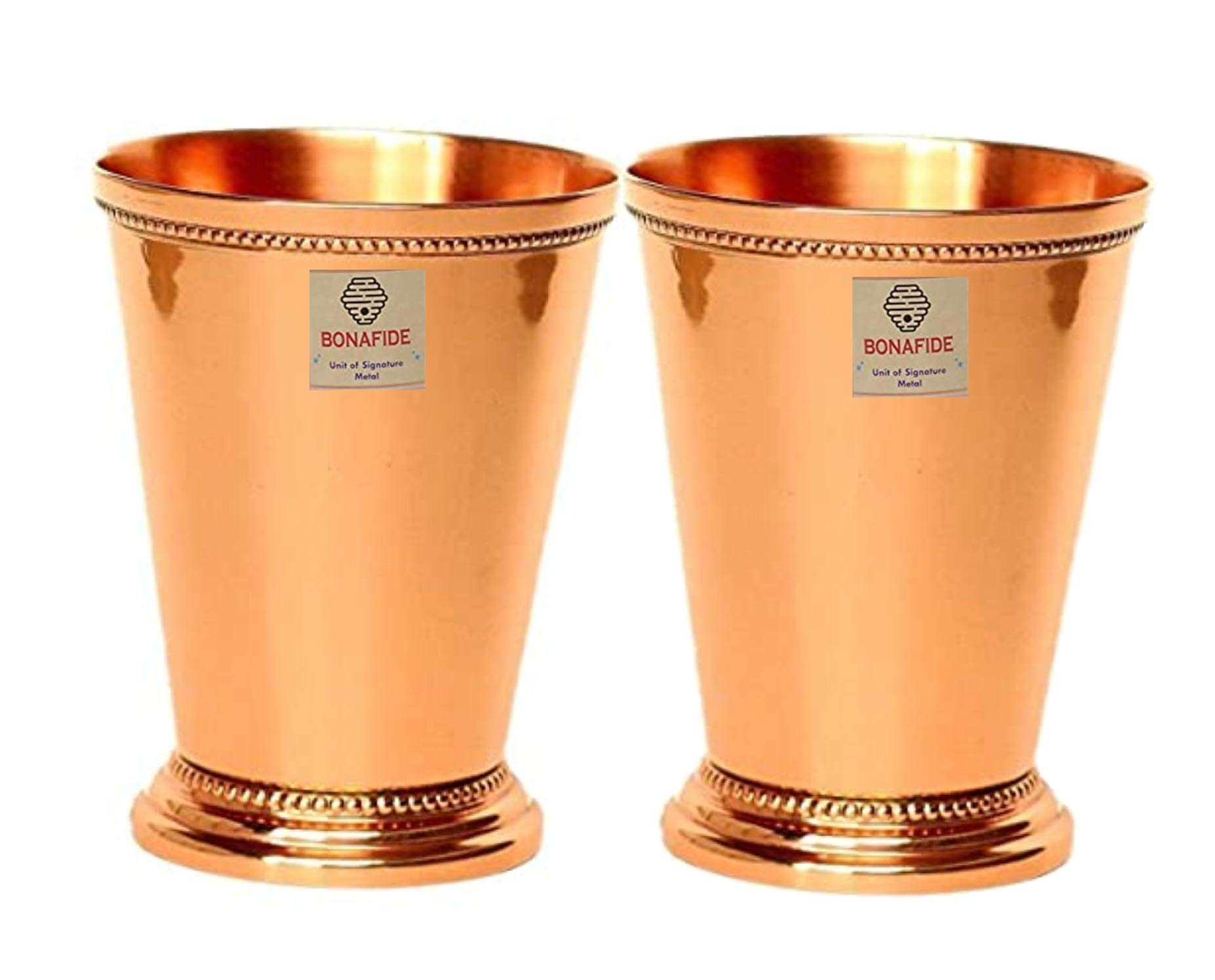 Bona fide pure Copper Moscow Mule Mint Julep Cup Tumbler Set of 2 | Traveller's Copper Mug for Serving,mint julep cup,copper 400 ml each