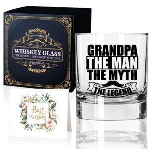 agmdesign grandpa the man the myth the legend whiskey glass gift box for grandfather, papa, him, dad, husband, coworker, friend, boss, birthday gifts