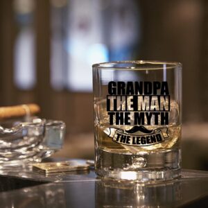 AGMDESIGN Grandpa The Man The Myth The Legend Whiskey Glass Gift Box for Grandfather, Papa, Him, Dad, Husband, Coworker, Friend, Boss, Birthday Gifts