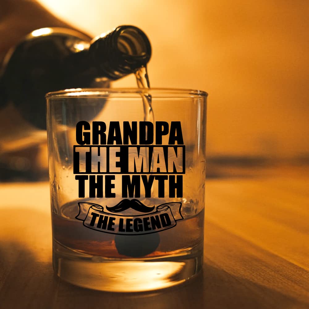 AGMDESIGN Grandpa The Man The Myth The Legend Whiskey Glass Gift Box for Grandfather, Papa, Him, Dad, Husband, Coworker, Friend, Boss, Birthday Gifts