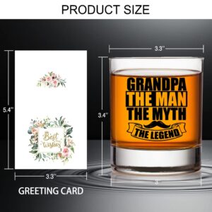 AGMDESIGN Grandpa The Man The Myth The Legend Whiskey Glass Gift Box for Grandfather, Papa, Him, Dad, Husband, Coworker, Friend, Boss, Birthday Gifts