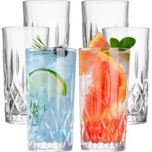 claplante crystal highball glasses, set of 6 glass drinking glasses, 11 oz durable drinkware cups for cocktails, water, juice, beer, wine-special edition glassware set, dishware, dishwasher safe
