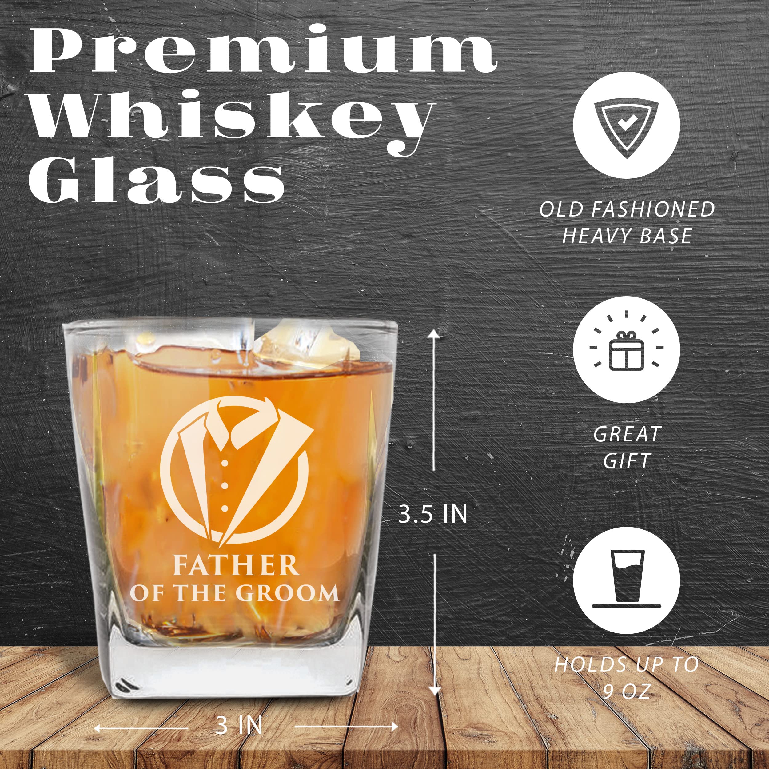 My Personal Memories Tuxedo Style 9 oz Whiskey Rocks Glass for Bachelor Party, Weddings, Best Man, Groom, Groomsmen Gifts (Father of the Groom)