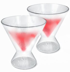 galvanox freezable cocktail glasses (7oz) stemless martini glass with frozen ice walls, freeze party cups - great gift for christmas, birthday, wedding occasions (2 count)