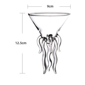 DOITOOL 2pcs Octopus Cocktail Glass Martini Jellyfish Glass Wine Glasses Drinkware Bar Goblet Tools Tumbler Gift for Whiskey Home Party Banquet Wedding Transparent