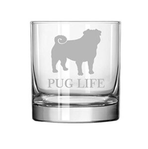 11 oz rocks whiskey highball glass pug life