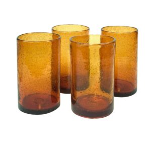 artland iris highball, 17-ounce, amber, set of 4