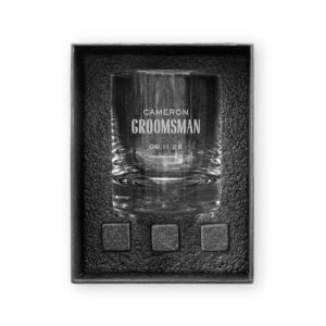 weddingstar custom whiskey glass 11oz gift box set personalized engraving - modern groomsman