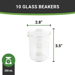 Restaurantware RW Lab 200 ML Glass Beakers 10 Dishwasher Safe Cocktail Mixing Glasses - Chemistry-Inspired Scratch Resistant Clear Glass Cocktail Beakers For Cocktails Appetizers Desserts