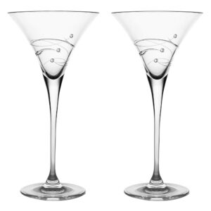 barski - handmade glass - sparkle - martini glass - decorated with real swarovski diamonds - gift boxed - 8.25 oz. - made in europe - set of 2