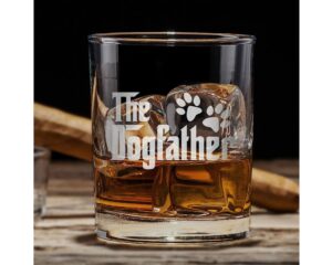 promotion & beyond dogfather cute paws whiskey glass - funny gift for dad uncle grandpa from daughter son wife - father's day
