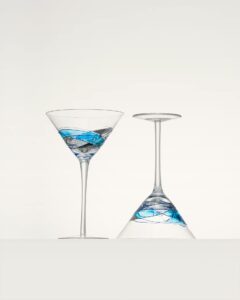 antoni barcelona martini glass blue – exclusive box - special dry cocktail 12 oz refreshment party mediterranean stunning gift drinkware birthday present weddding anniversary (set 2)